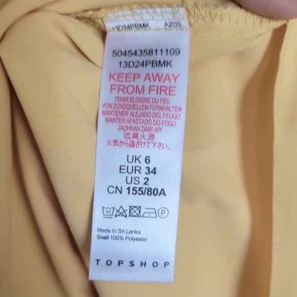 Topshop butter yellow button down shirt with waist tie bows women's size 2 - Picture 13 of 16